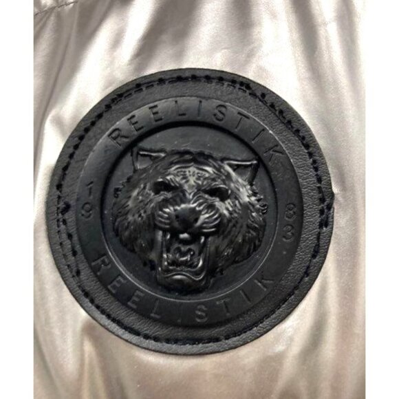 Reelistik Men's Silver Puffer Jacket 2XL With Hood Faux Fur Trim NWT - Picture 3 of 8